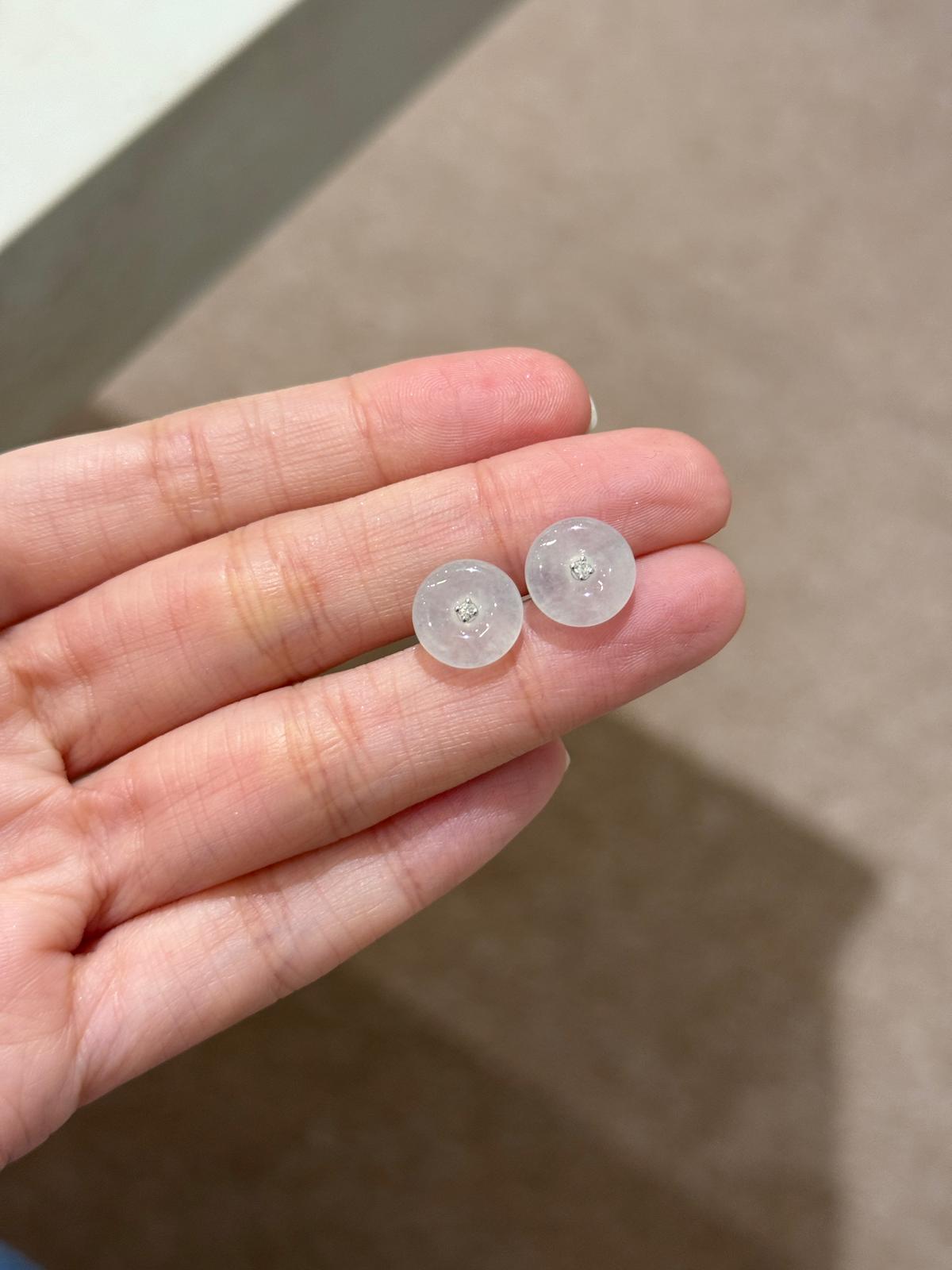 18K Icy Snow White Donut Earrings