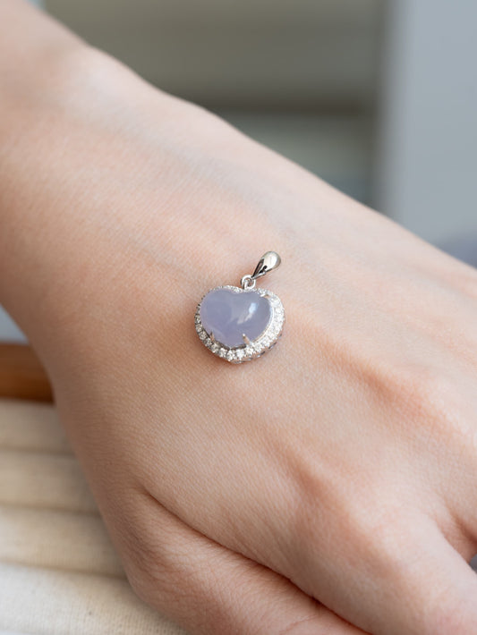 (Bespoke) Lavender Heart Pendant with 18K Gold
