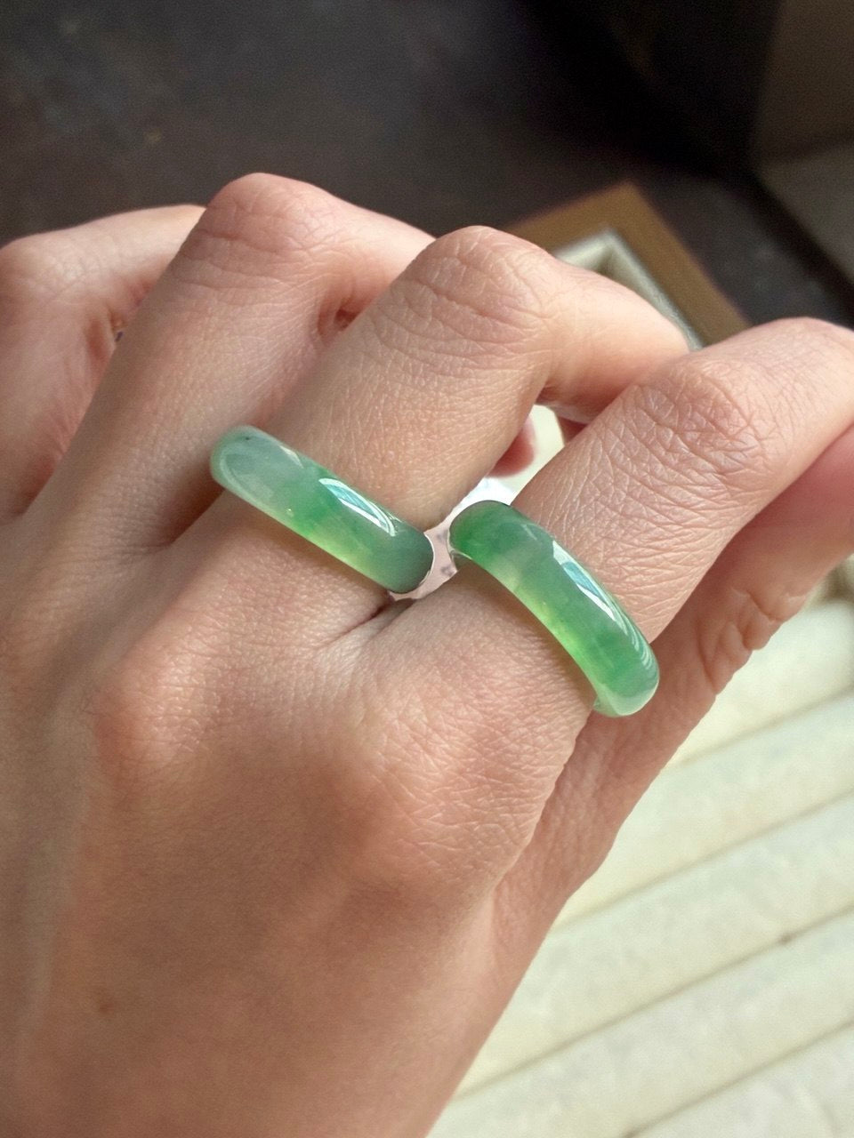 16.1mm Glowy Sunny Green Abacus Ring (Premium)