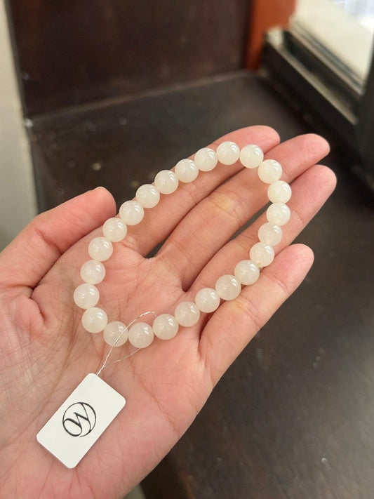 8.0mm Nephrite Bracelet Mutton Fat White