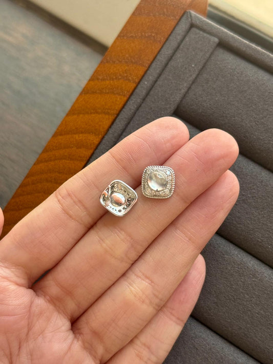 18K Small Harmony Square Earrings (Glassy Variety!)