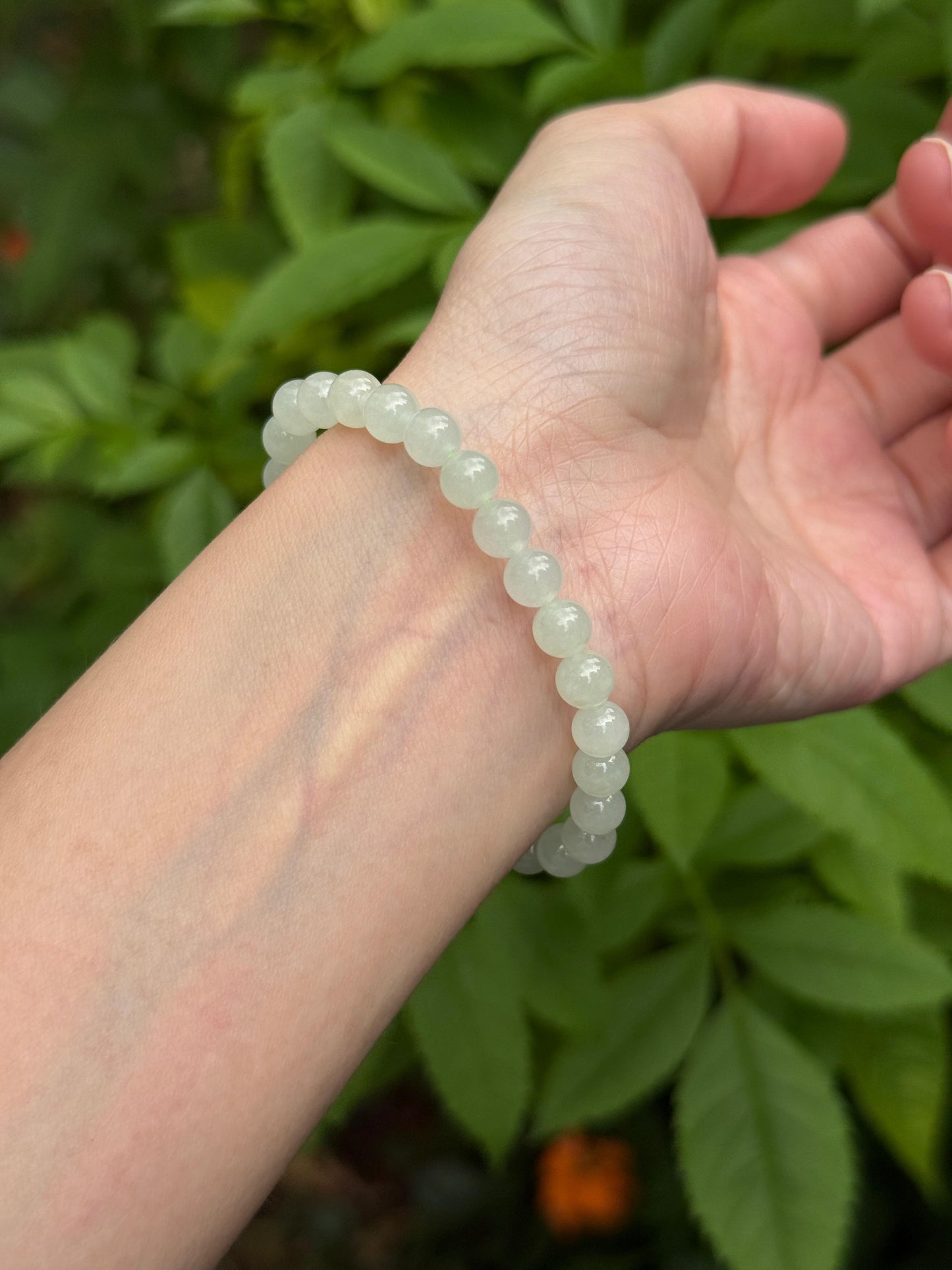 6.5mm Icy Jadeite Bracelet in Faint Green