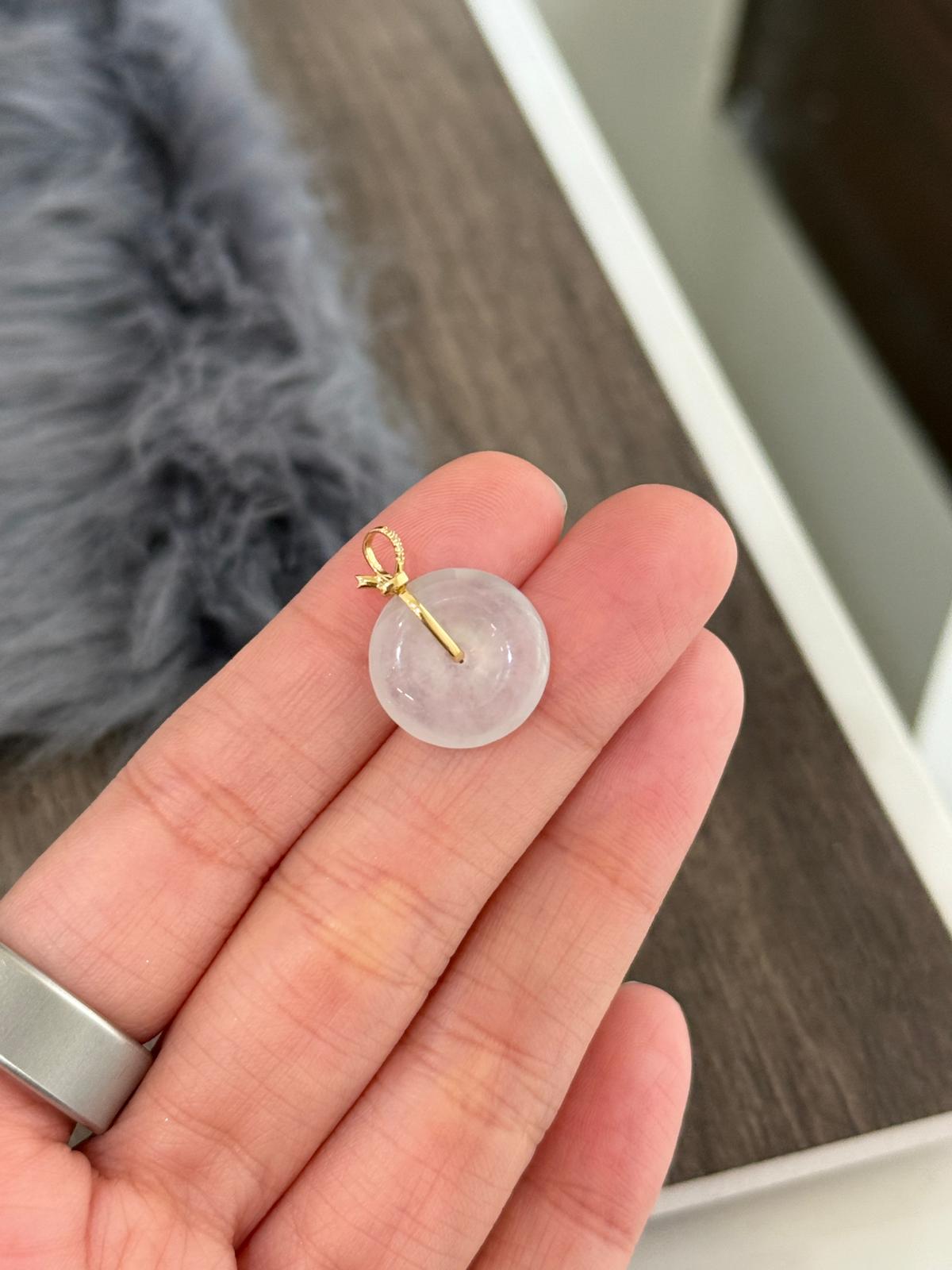 18K Icy Coloress Donut Pendant with Ribbon