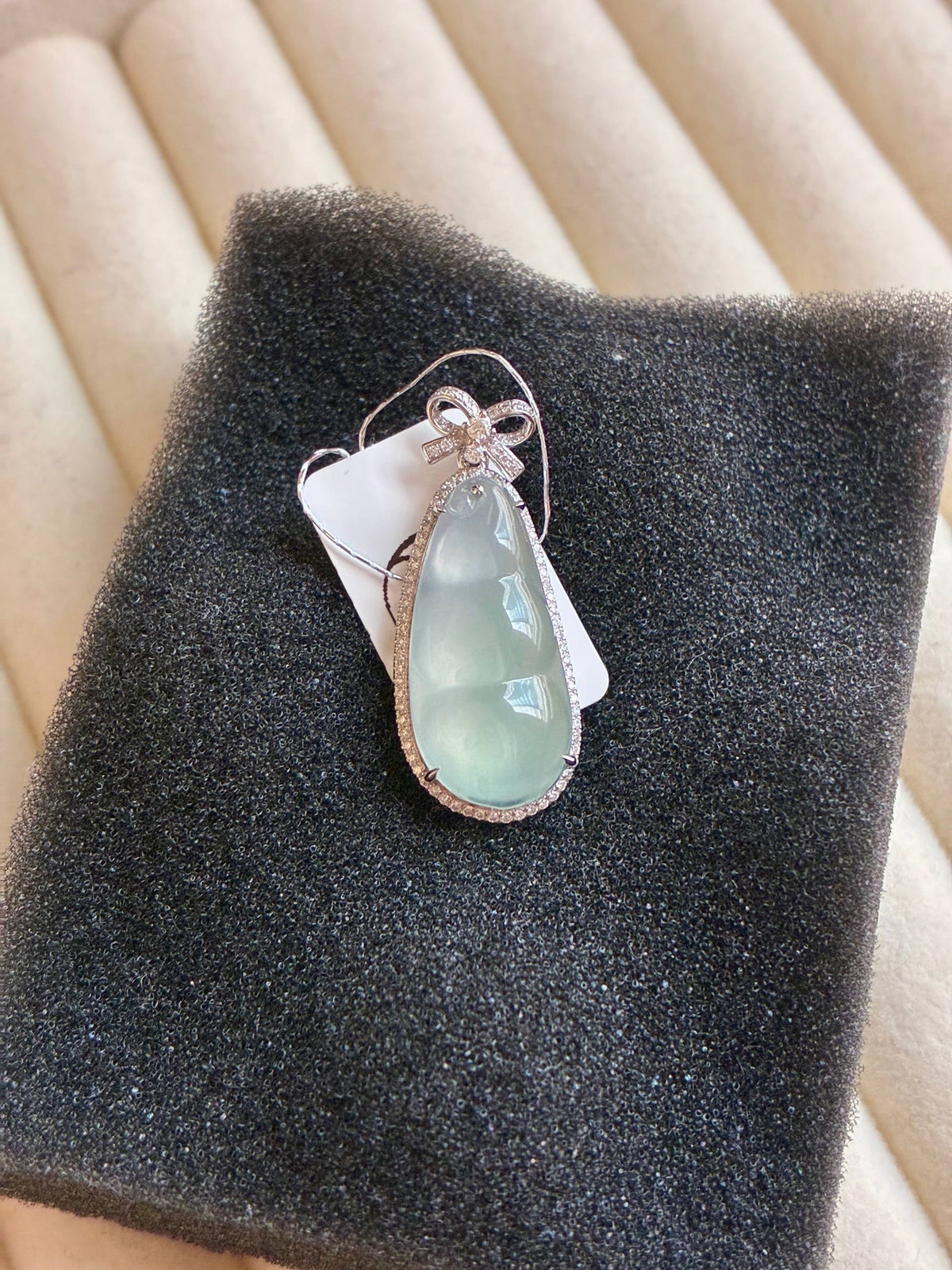 18K Glowy Lucky Bean in Faint Bluish Green