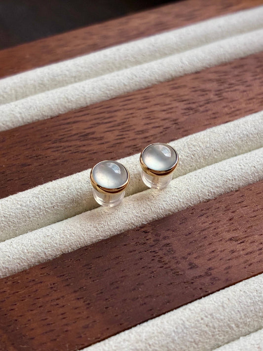 18K Glowy Minimalist Bubble Cabochon Studs (6mm)