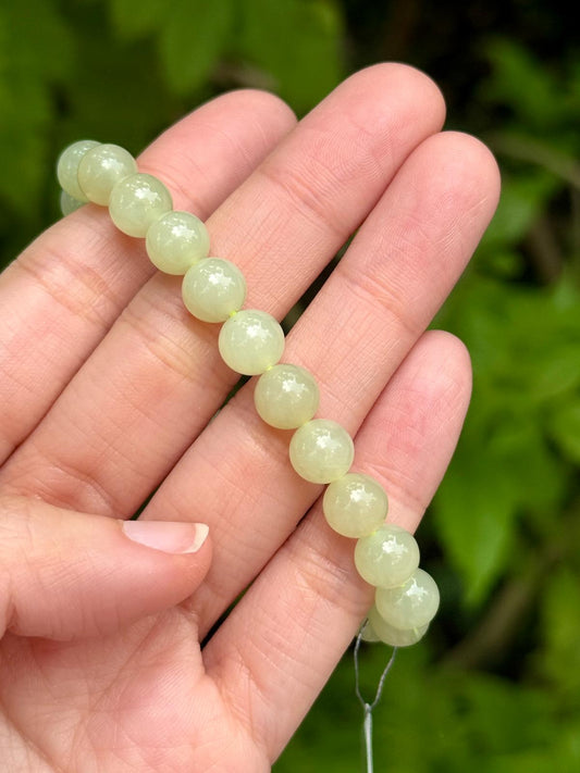 8.0mm Nephrite Bracelet HuangKou Yellow