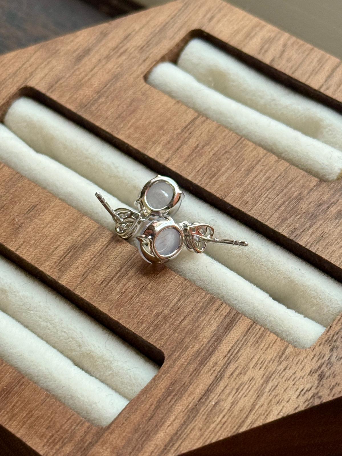 18K Icy Colorless Heart Stud Drop Earrings