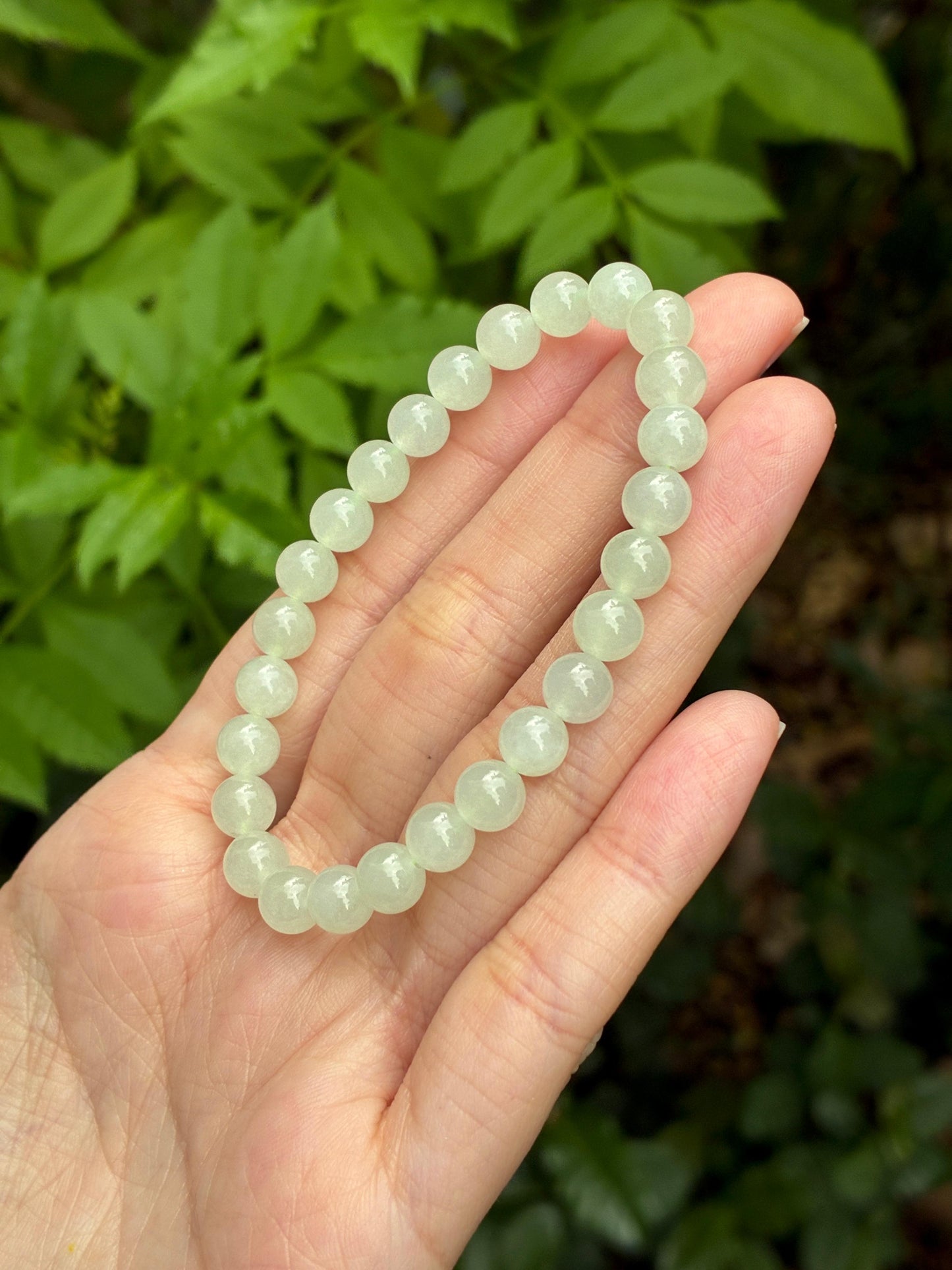 6.7mm Icy Jadeite Bracelet in Faint Green