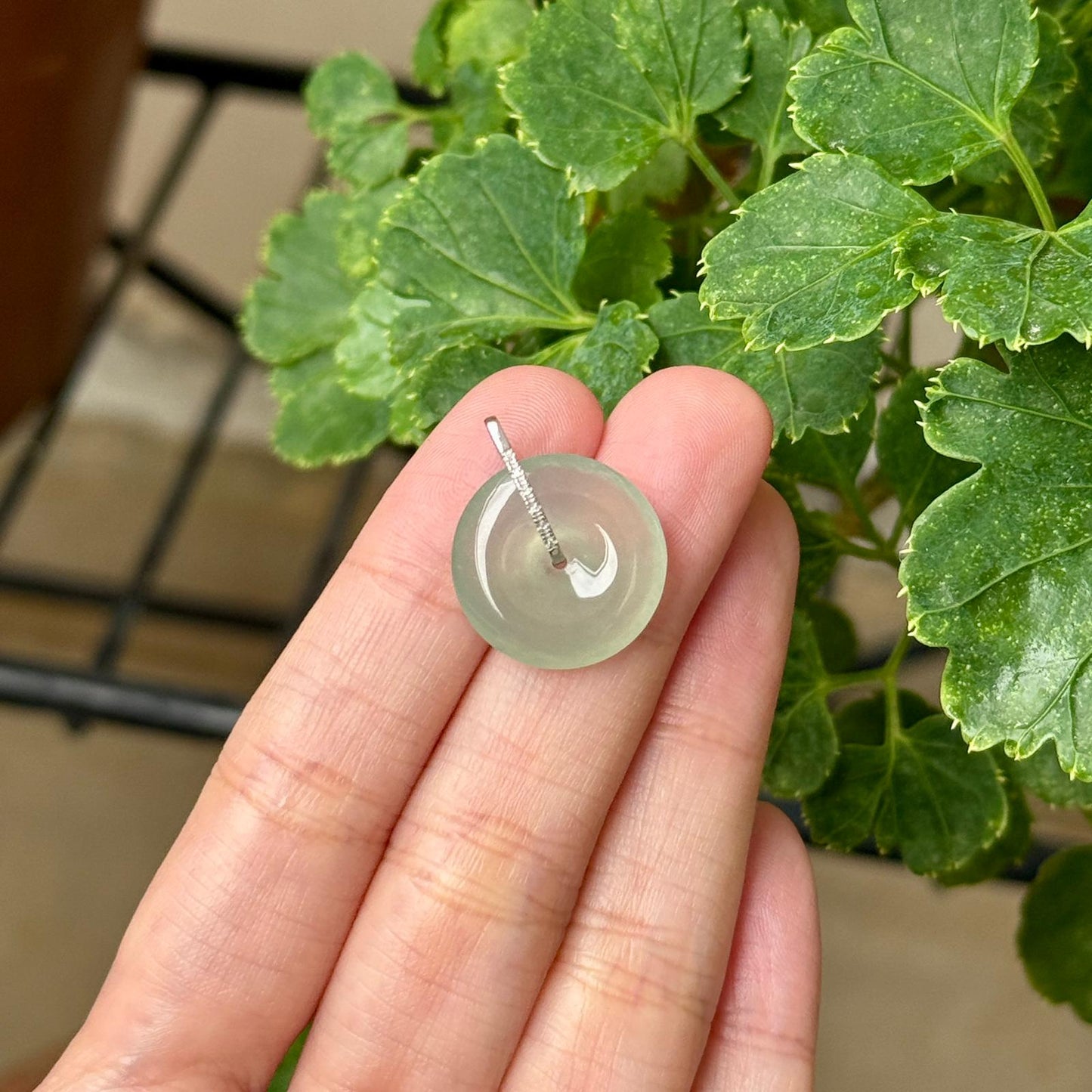 Icy Bluish Green Donut Pendant