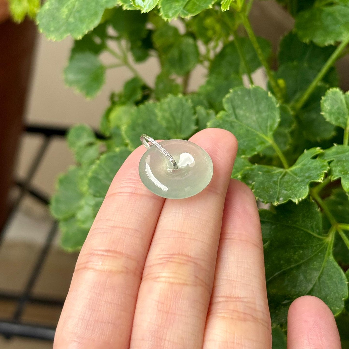 Icy Bluish Green Donut Pendant