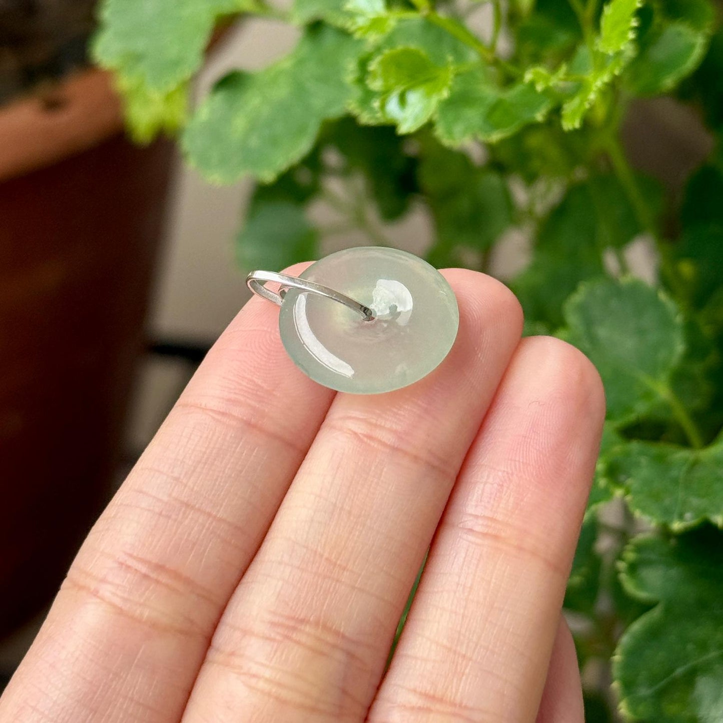 Icy Bluish Green Donut Pendant