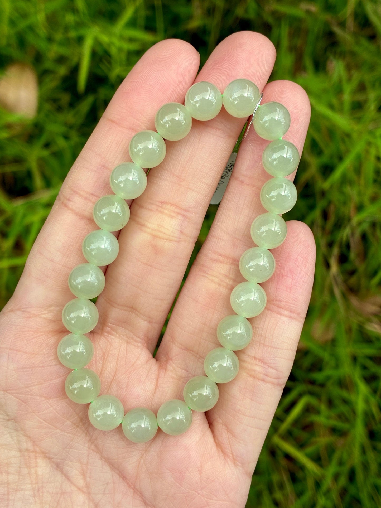 8.0mm Icy Nephrite Bracelet Qingshui