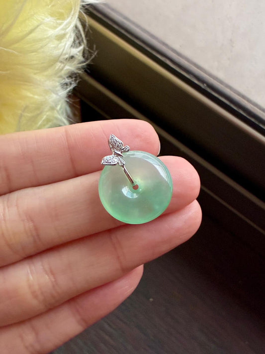 18K Icy Muna Apple Green Donut with Butterfly