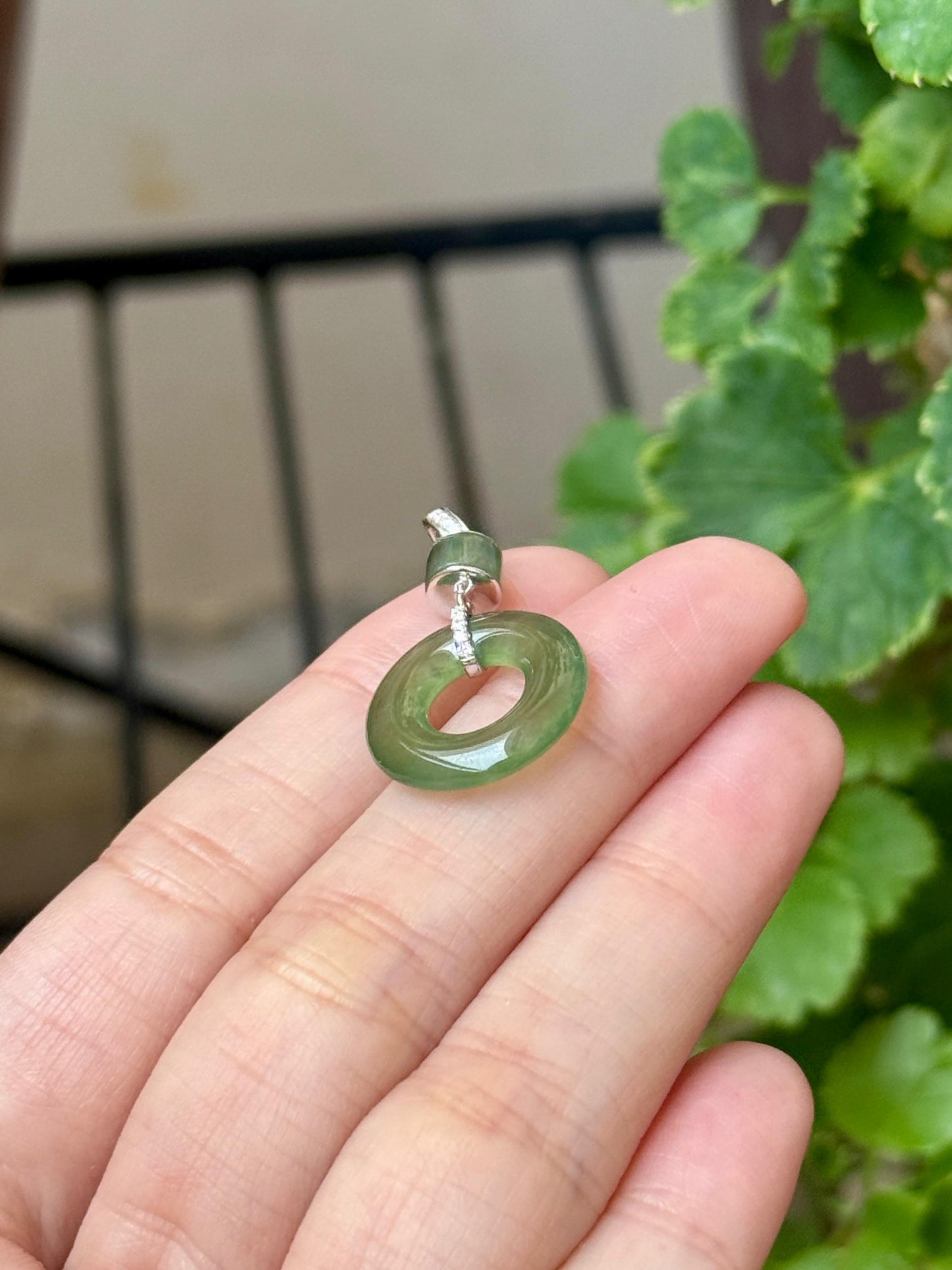 18K Icy Glowy Lake Green Donut Pendant (Highly Translucent!)