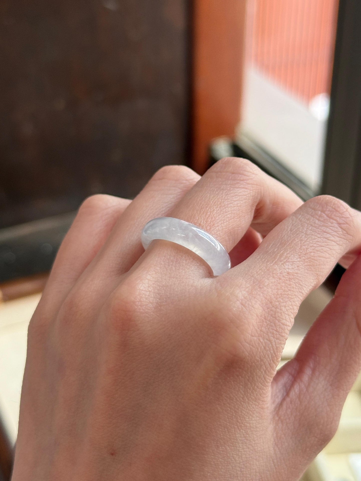 Icy White Jadeite Ring Band (US5)