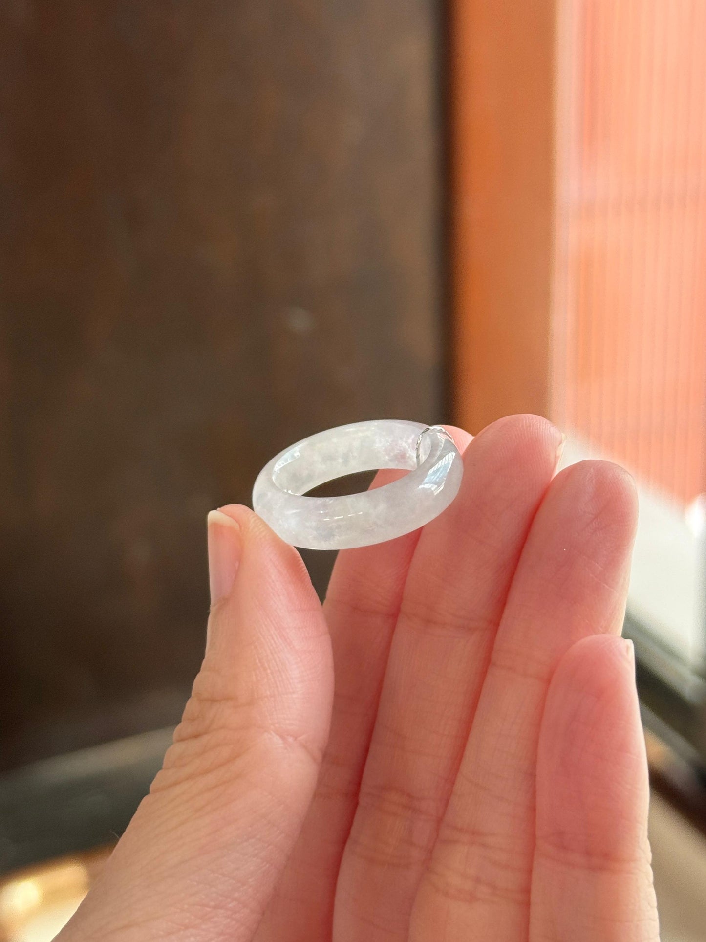 Icy White Jadeite Ring Band (US5)
