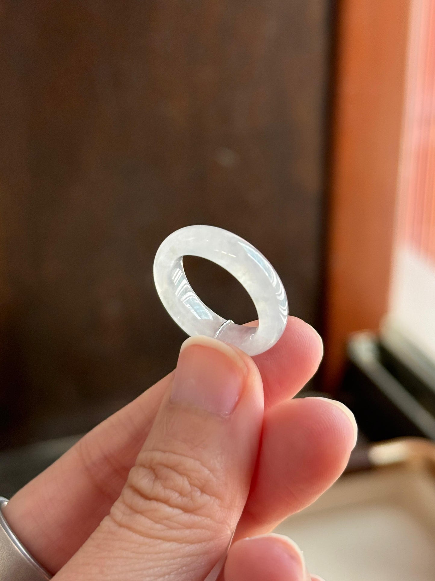 Icy White Jadeite Ring Band (US5)