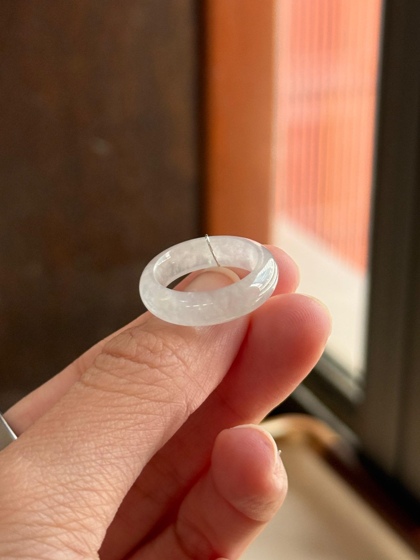 Icy White Jadeite Ring Band (US5)