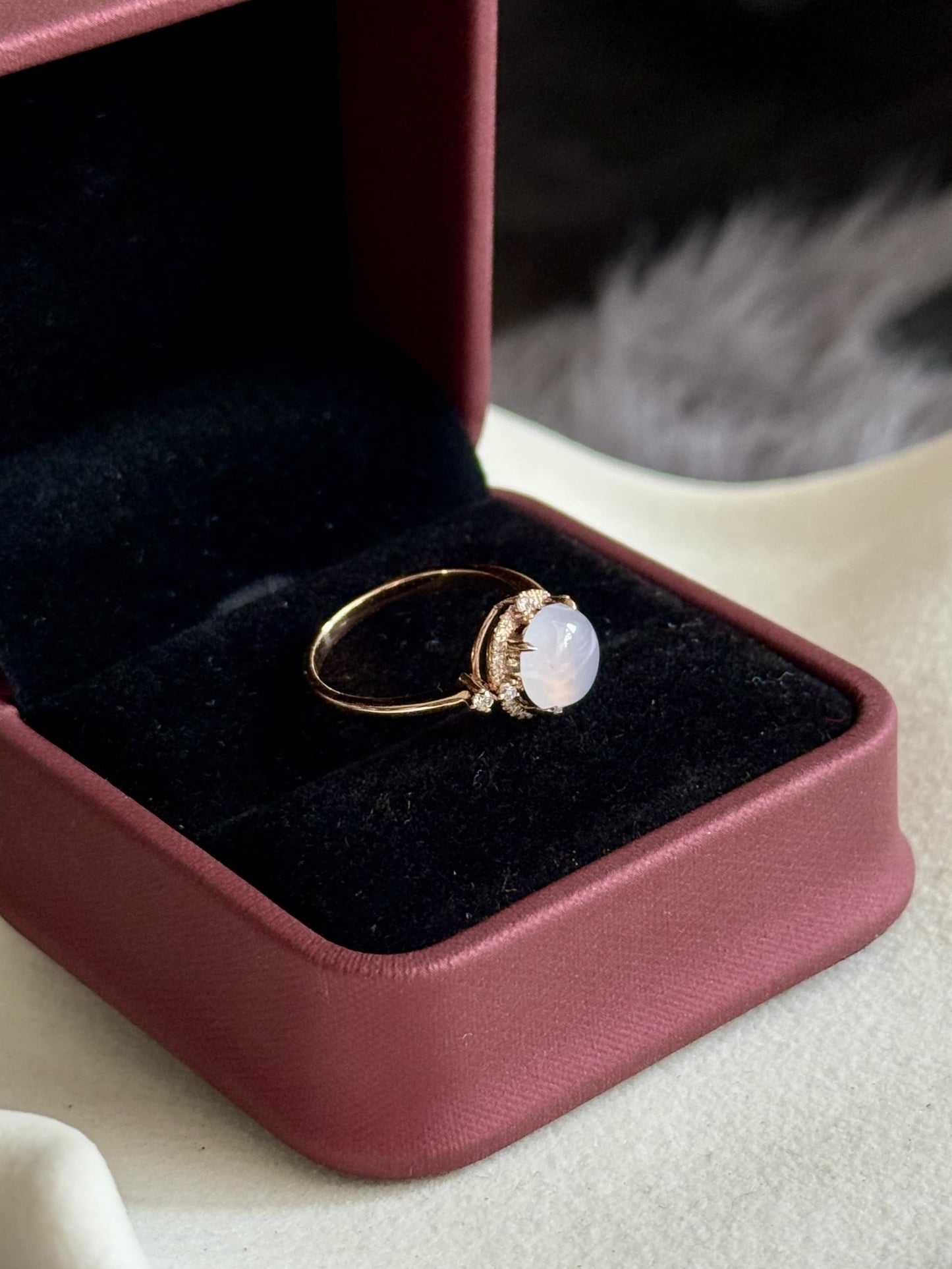 18K Pink Lavender Sunburst Halo Ring