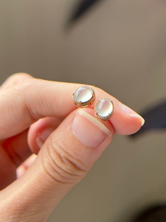 18K Cabochon Pillow Studs (Glassy Variety)