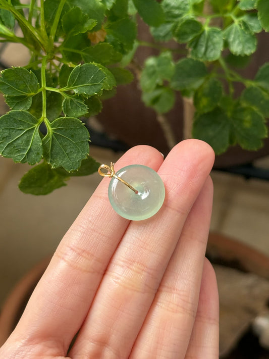 Icy Bluish Green Donut Pendant (Highly Translucent!)