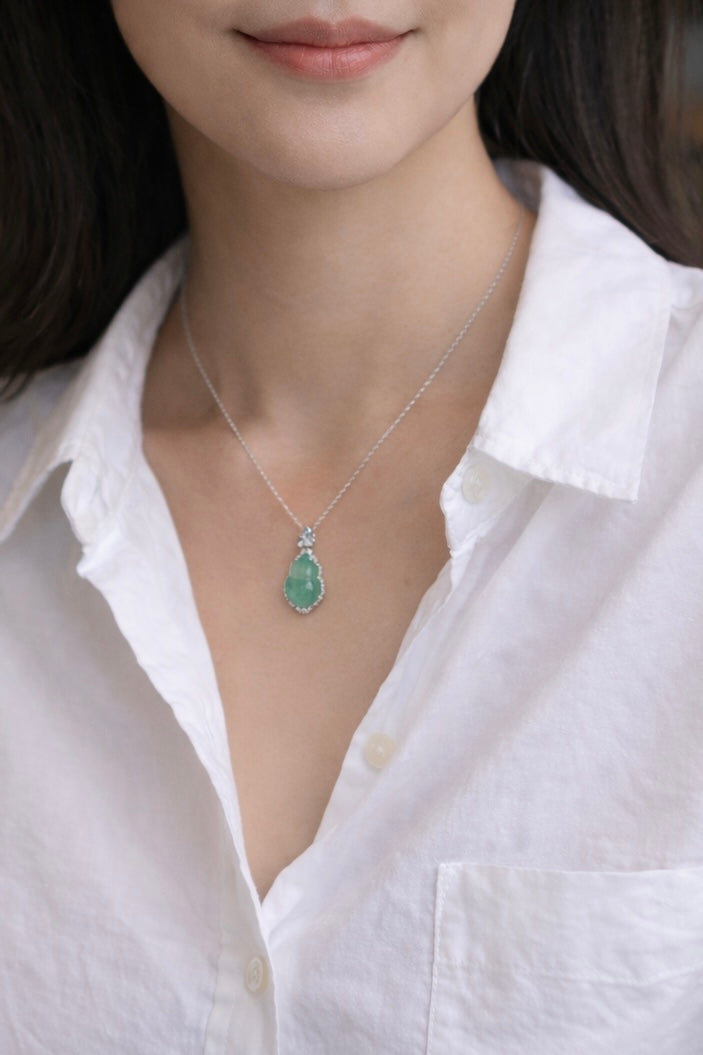 18K Icy Silky Green Hulu Pendant (Collector's Series)