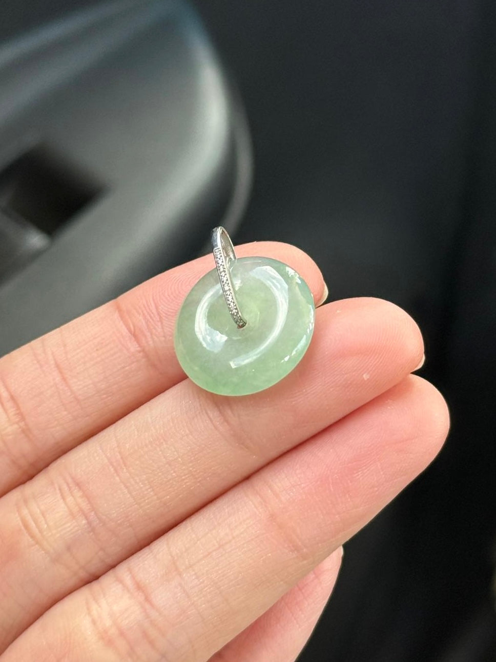 18K Icy Sweet Apple Green Donut Pendant