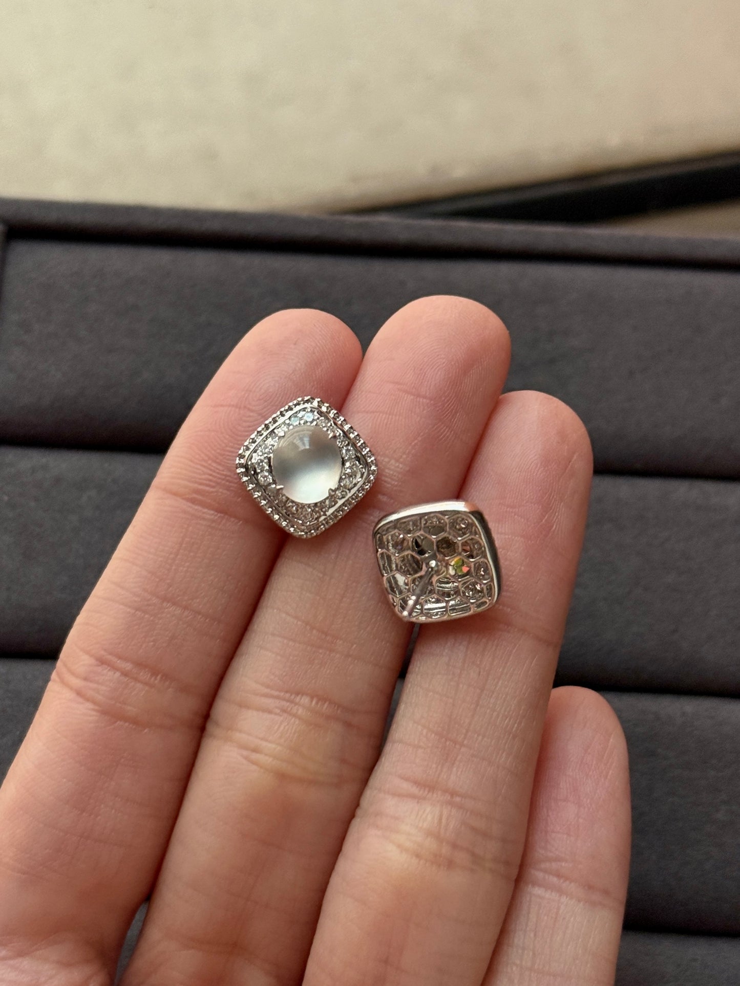18K Medium Harmony Square Earrings (Icy Variety!)