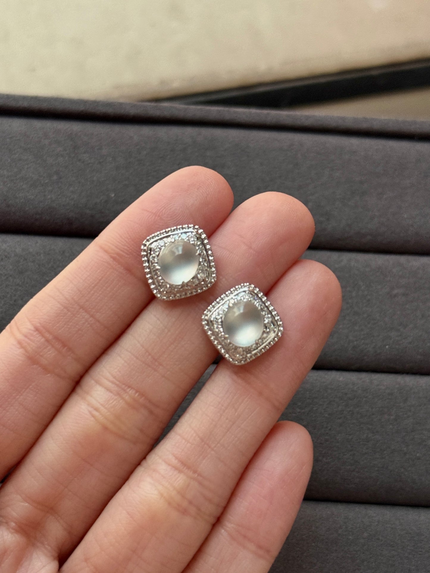18K Medium Harmony Square Earrings (Icy Variety!)