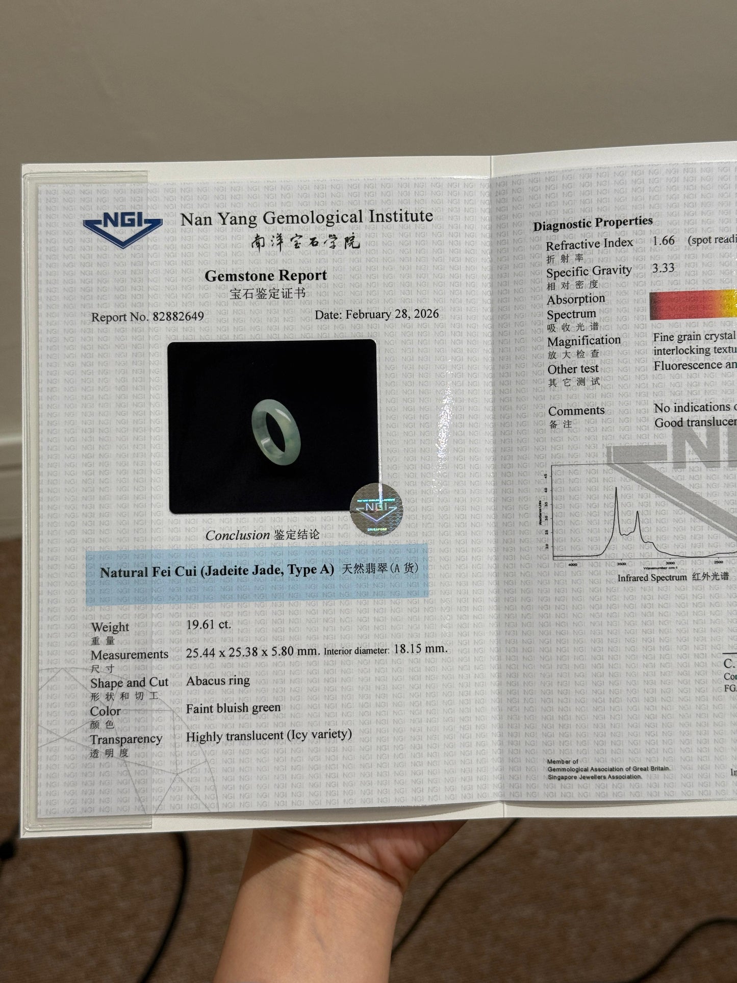 18mm Glowy Light Bluish Green Abacus Ring (Premium)