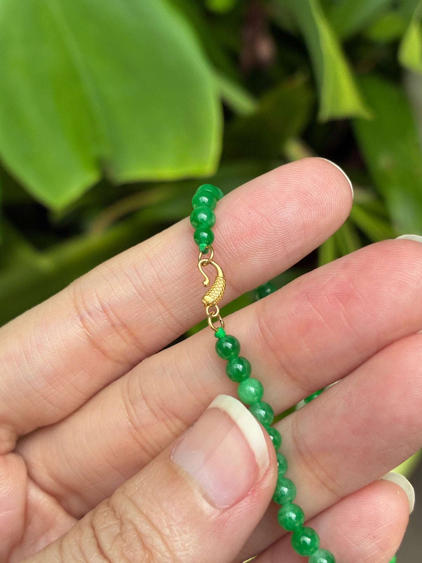3.8mm Icy Sunny Green Jadeite Bracelet (18K Clasp)