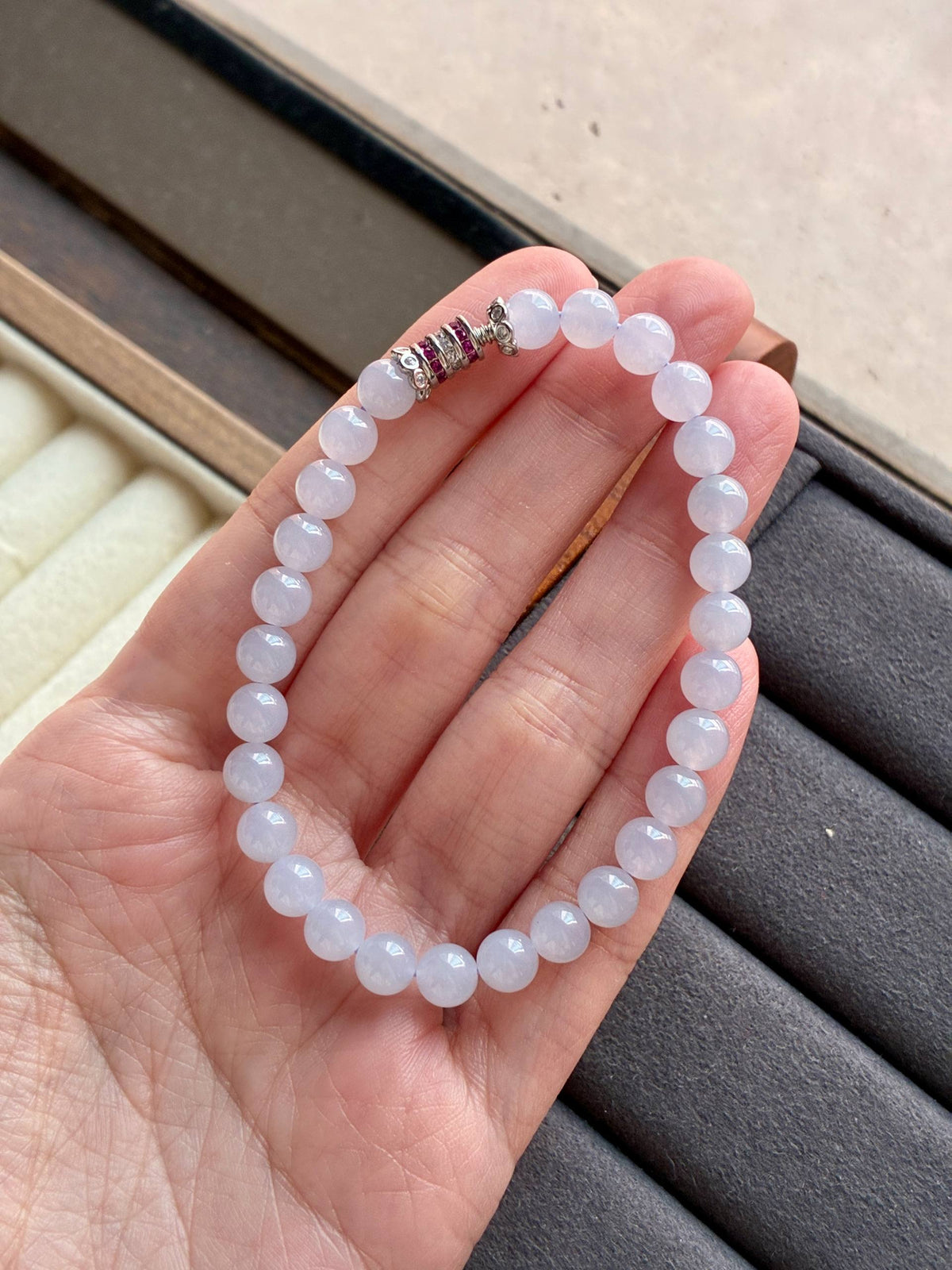 6.3mm Lavender Jadeite Bracelet