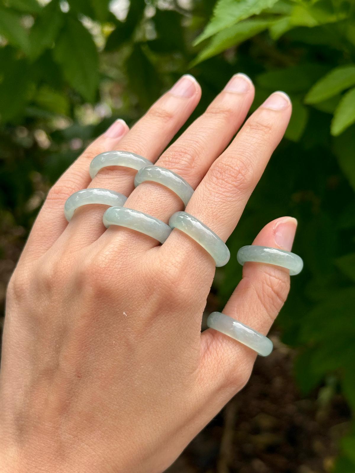 Icy Light Mint Blue Jadeite Abacus Rings