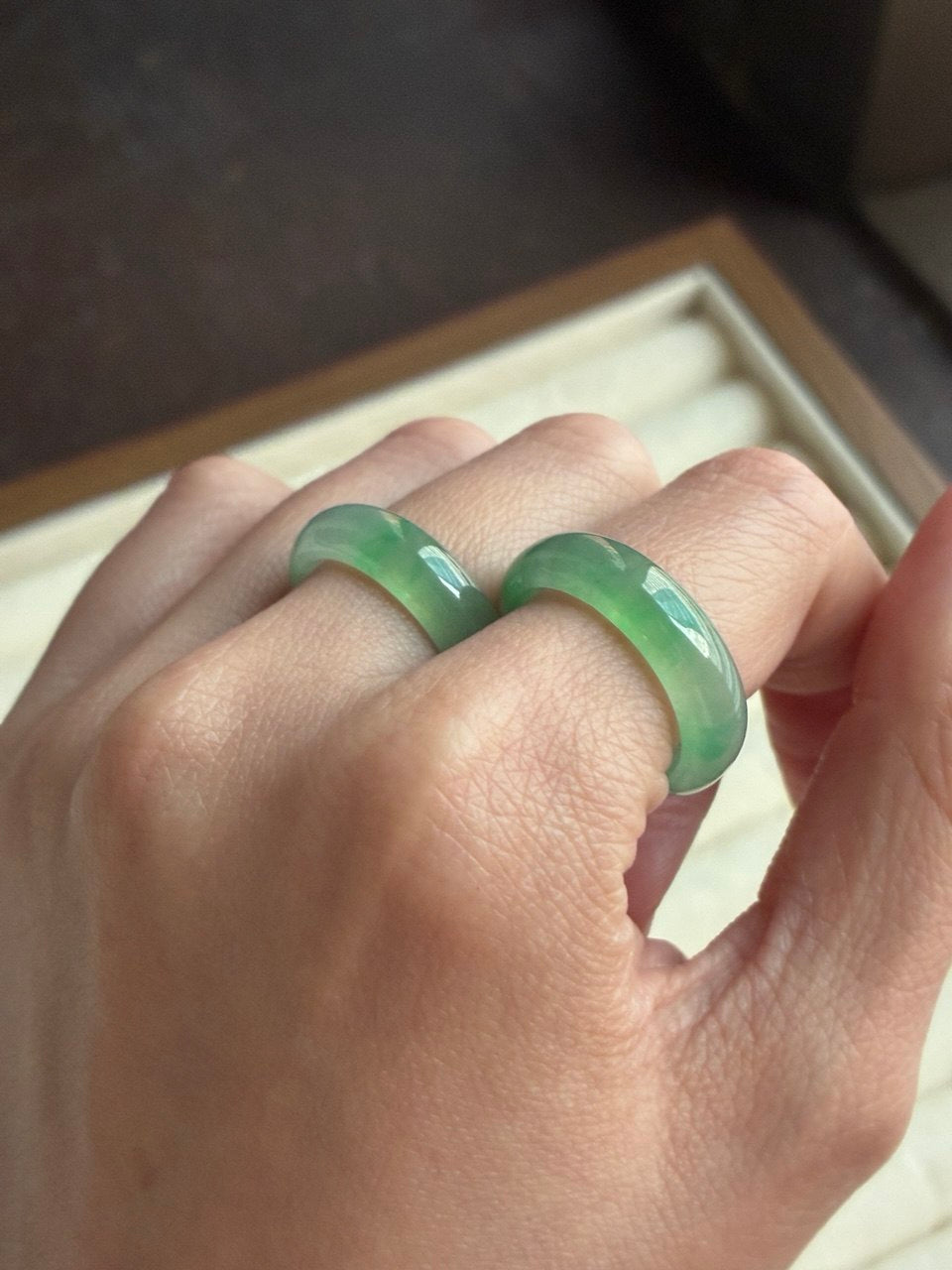 15.0mm Glowy Sunny Green Abacus Ring (Premium)