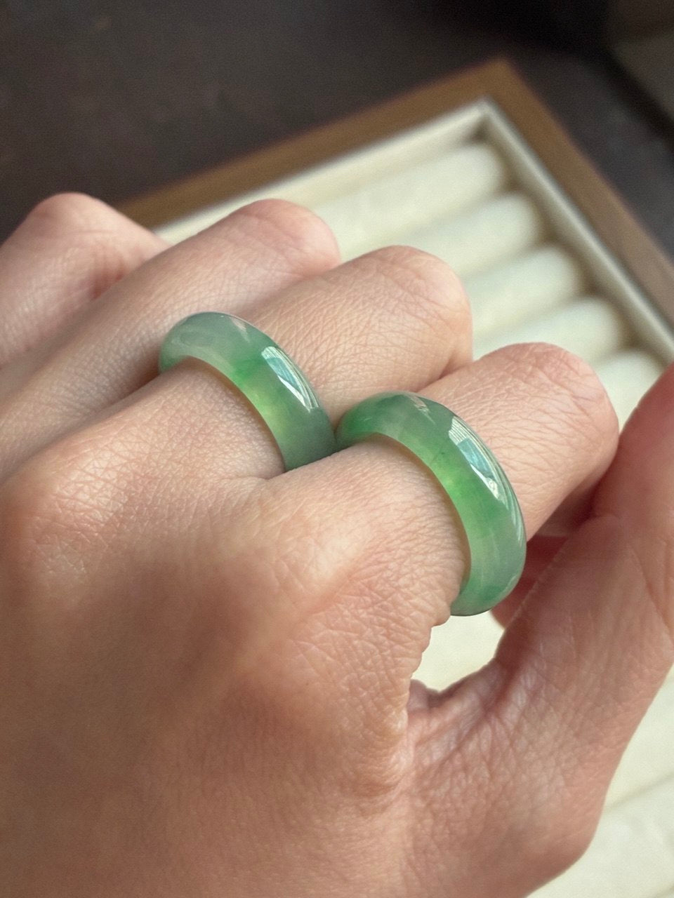15.0mm Glowy Sunny Green Abacus Ring (Premium)