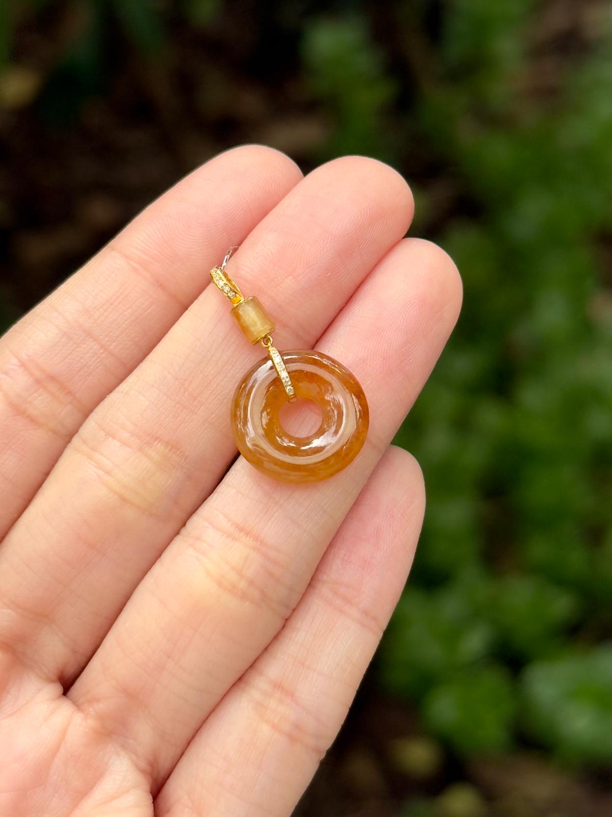 18K Icy Full Red Jadeite Donut Pendant