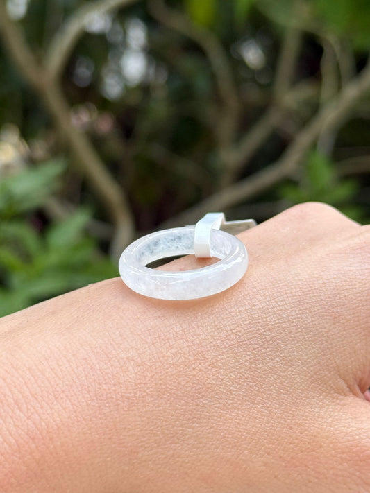 Icy Snow White Jadeite Ring Bands