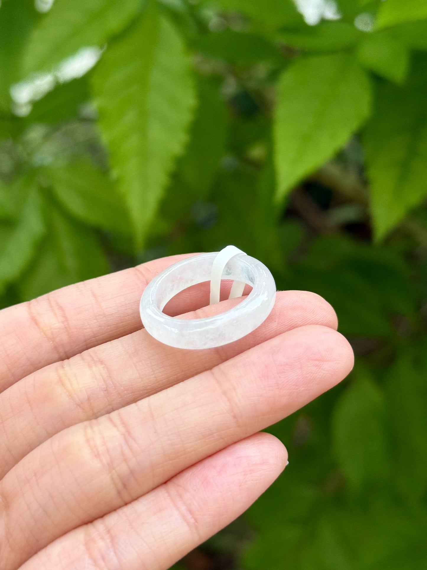 Icy Snow White Jadeite Ring Bands