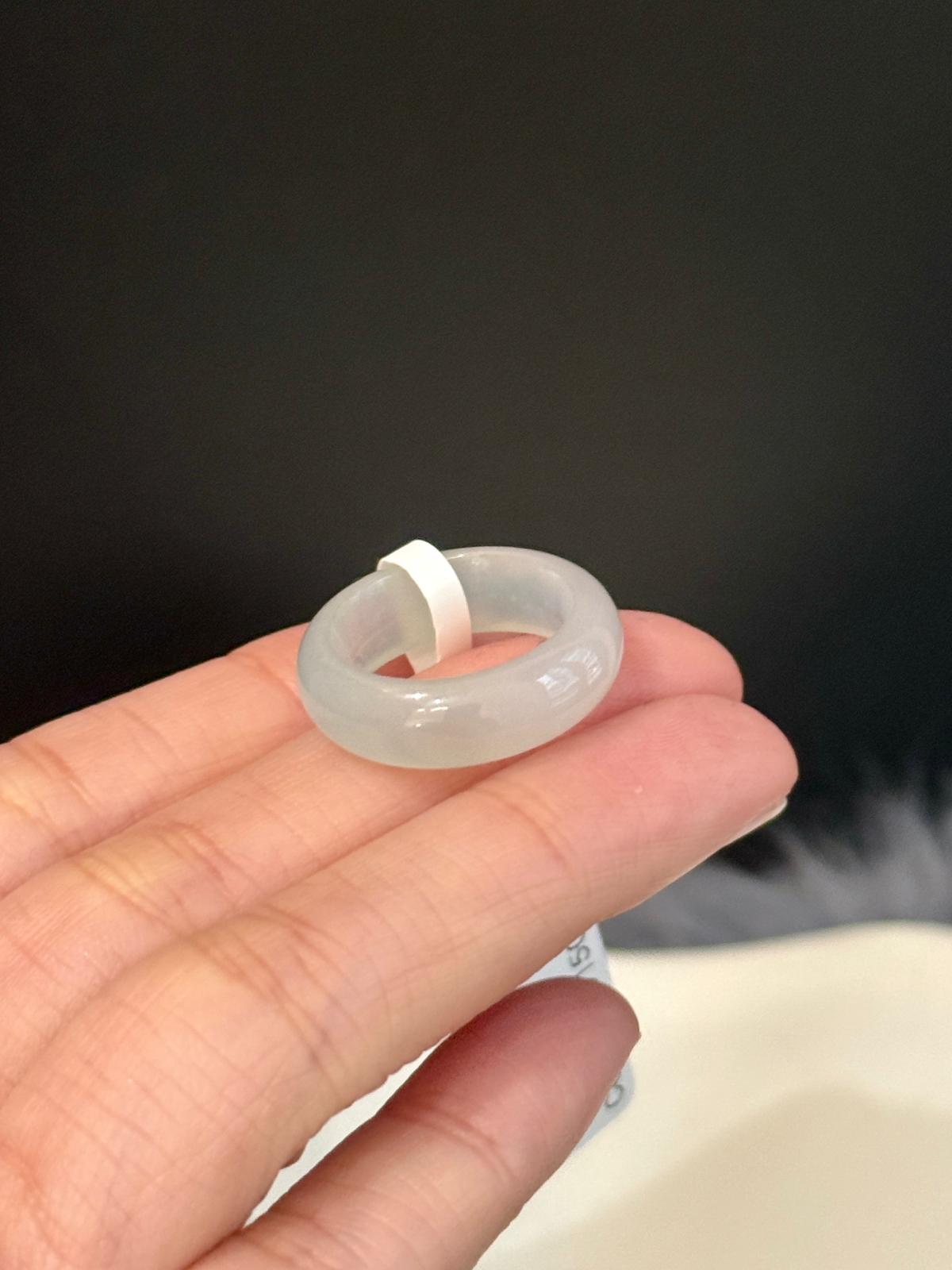 Icy Faint Green Jadeite Ring Band (HK 9)