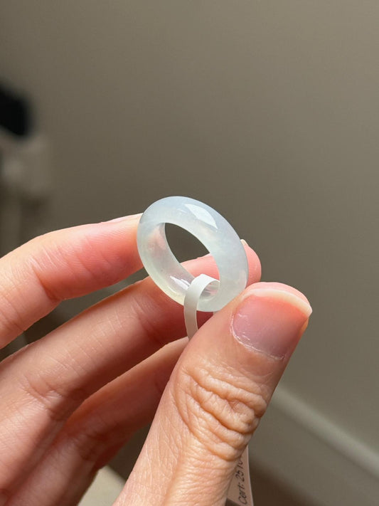 Icy Faint Green Jadeite Ring Band (HK 9)