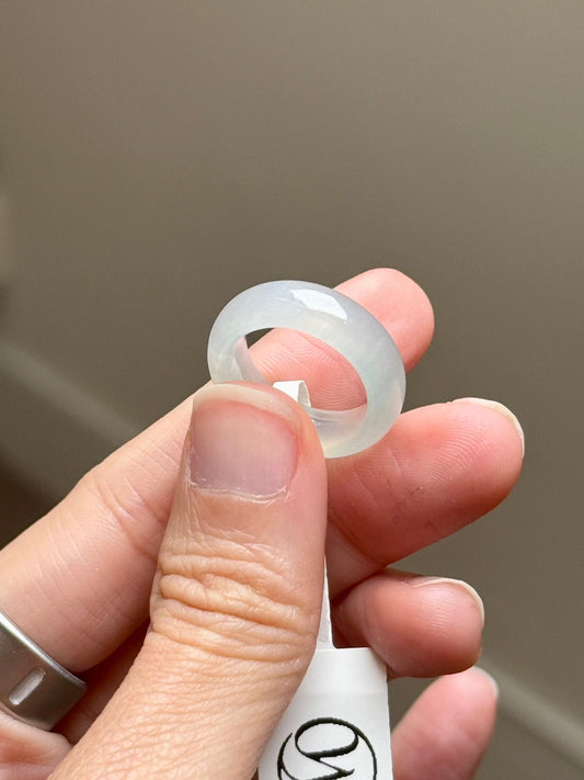 Icy Faint Green Jadeite Ring Band (HK 9)