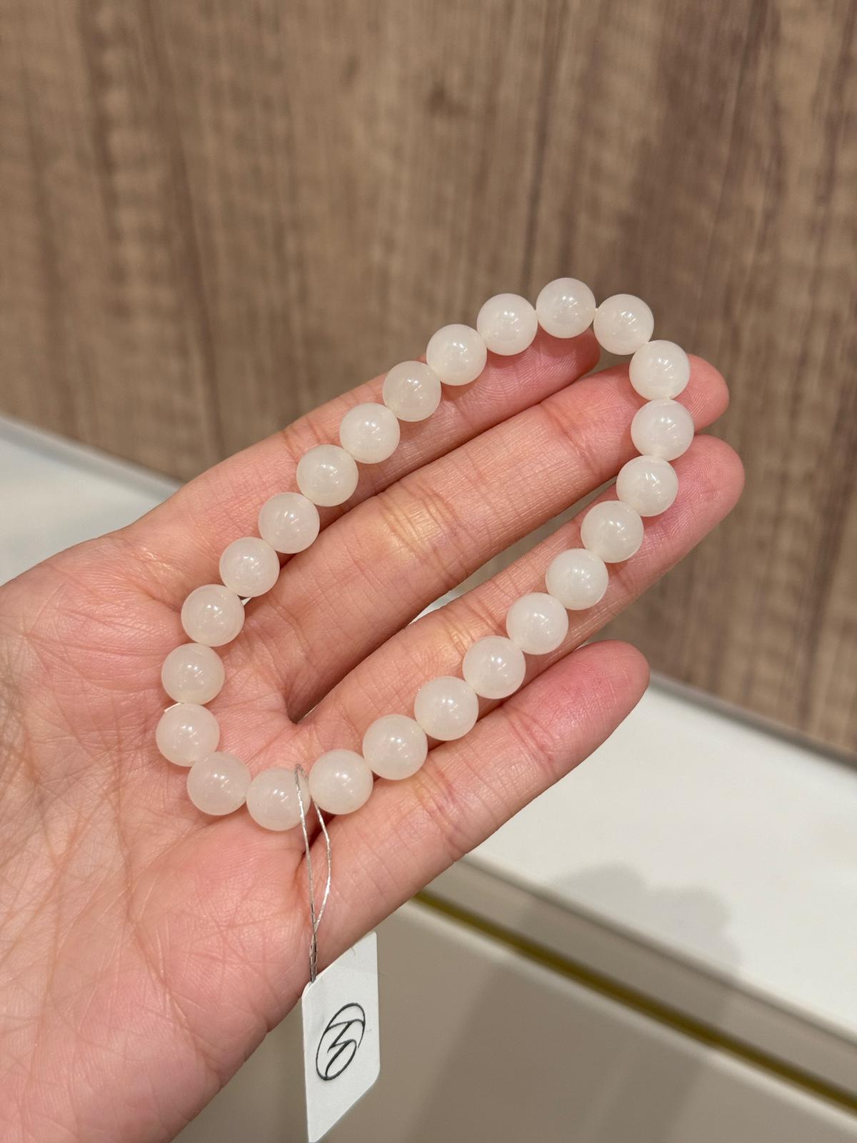 8.0mm Nephrite Bracelet Mutton Fat White