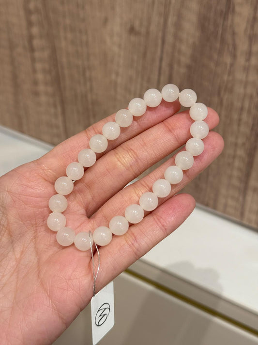 8.0mm Nephrite Bracelet Mutton Fat White