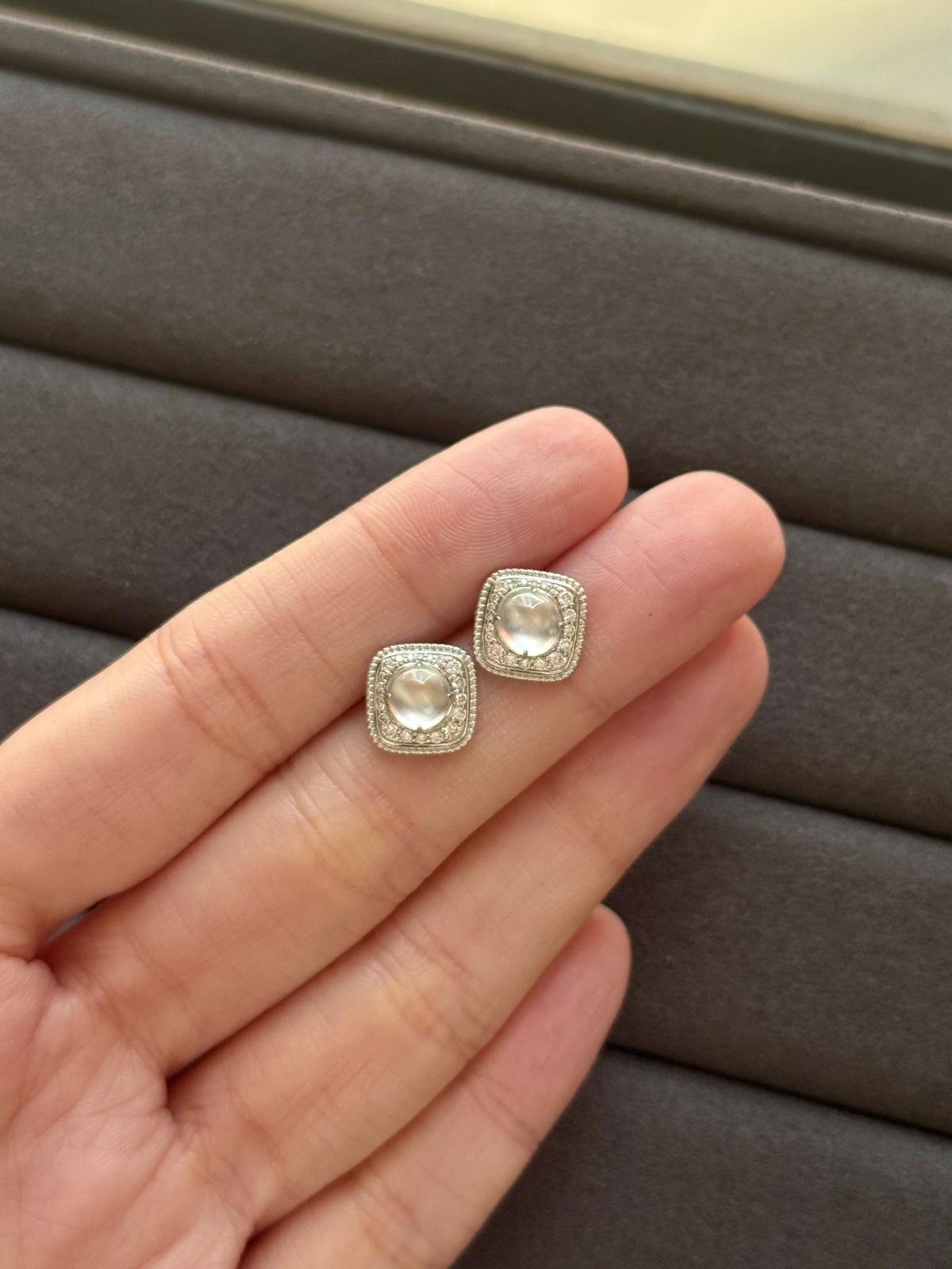 18K Small Harmony Square Earrings (Glassy Variety!)