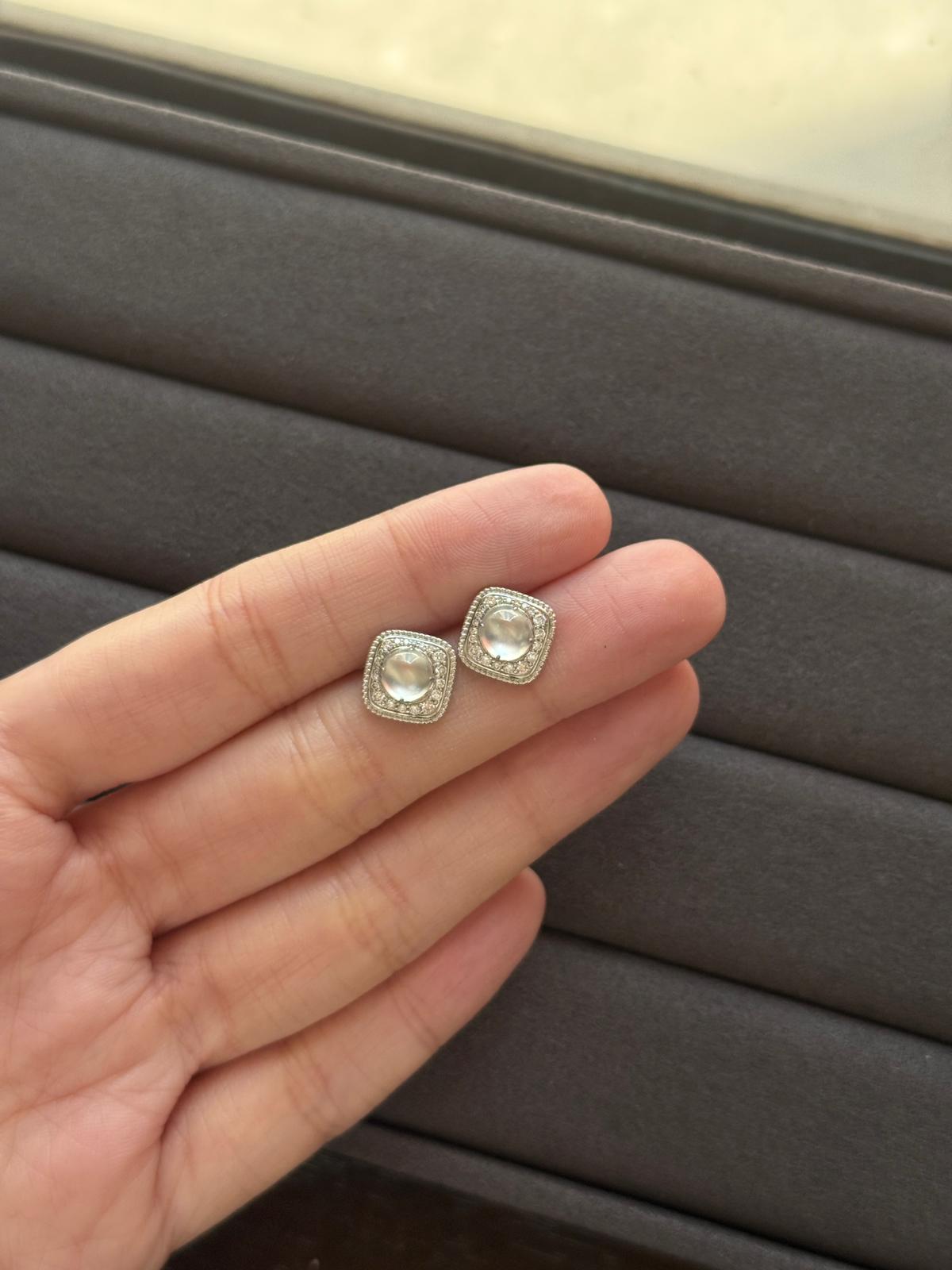 18K Small Harmony Square Earrings (Glassy Variety!)