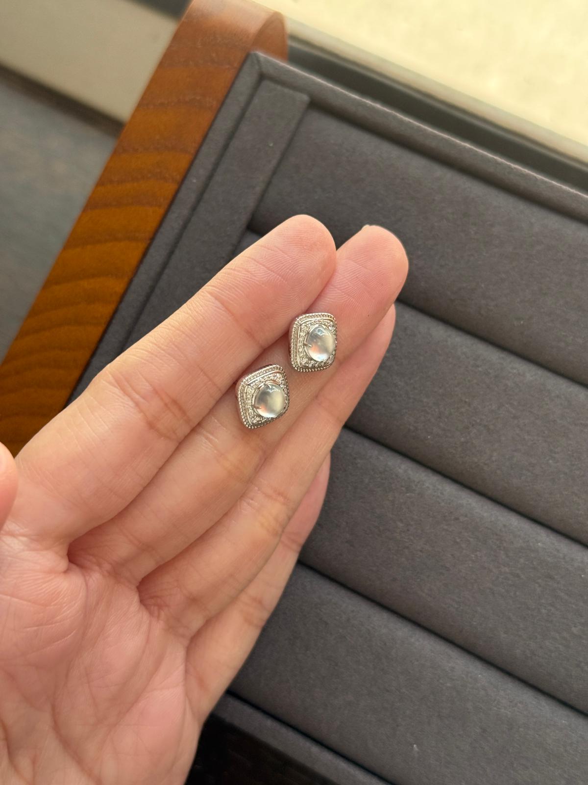 18K Small Harmony Square Earrings (Glassy Variety!)