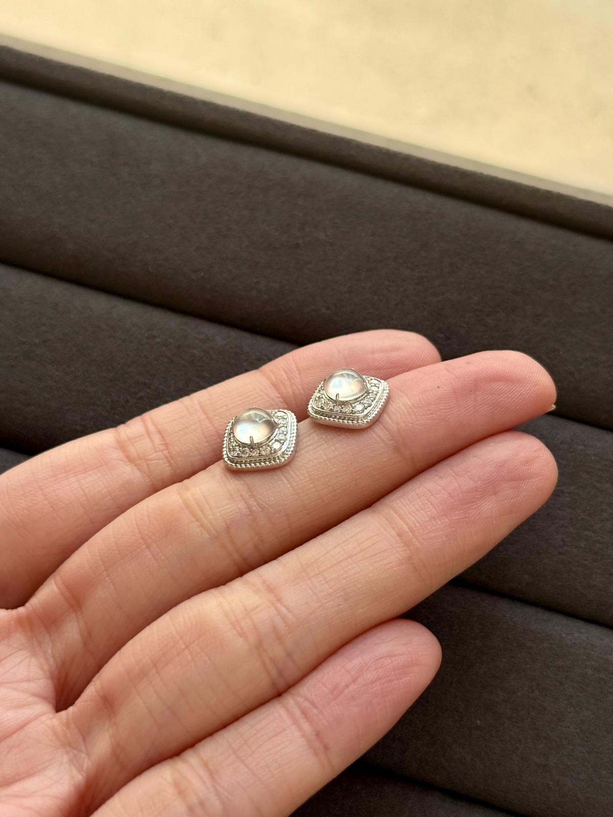 18K Small Harmony Square Earrings (Glassy Variety!)