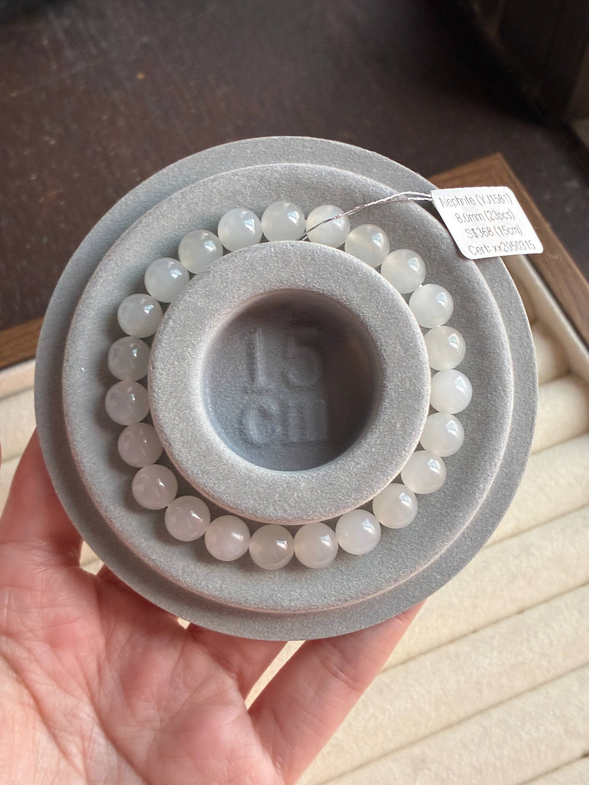 8.0mm Nephrite Bracelet Icy Mutton Fat White