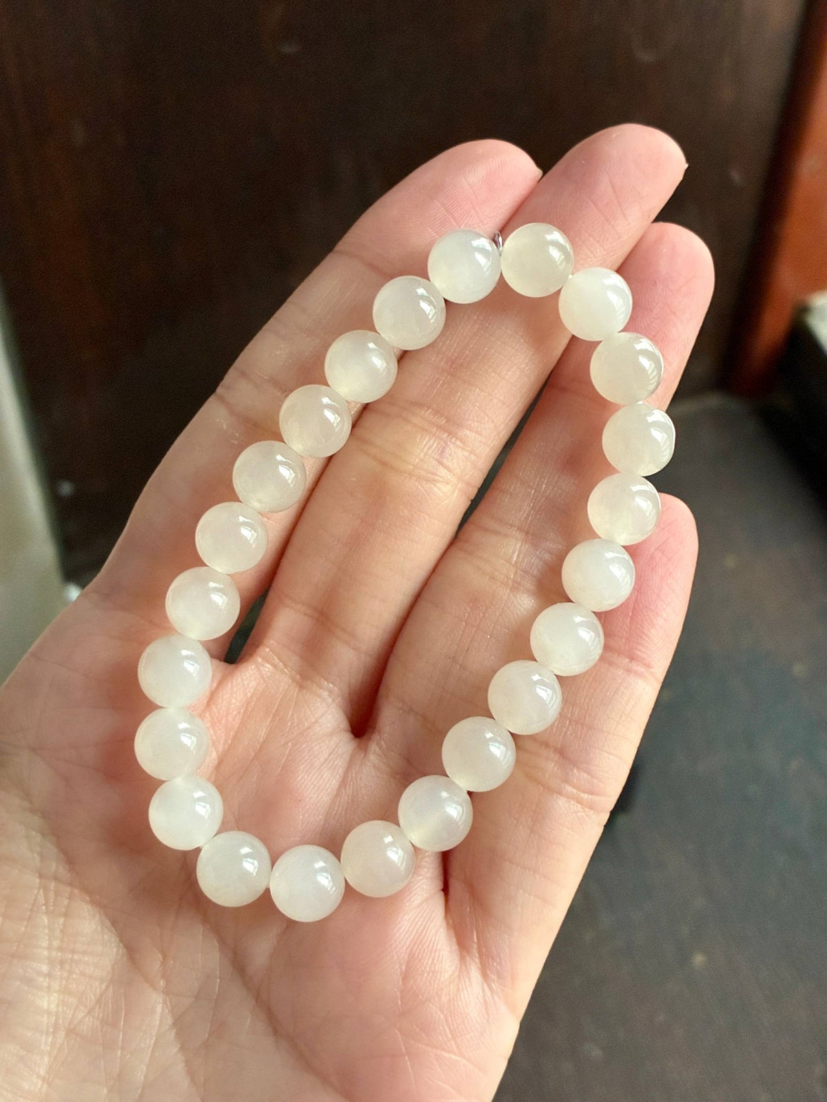 8.0mm Nephrite Bracelet Icy Mutton Fat White