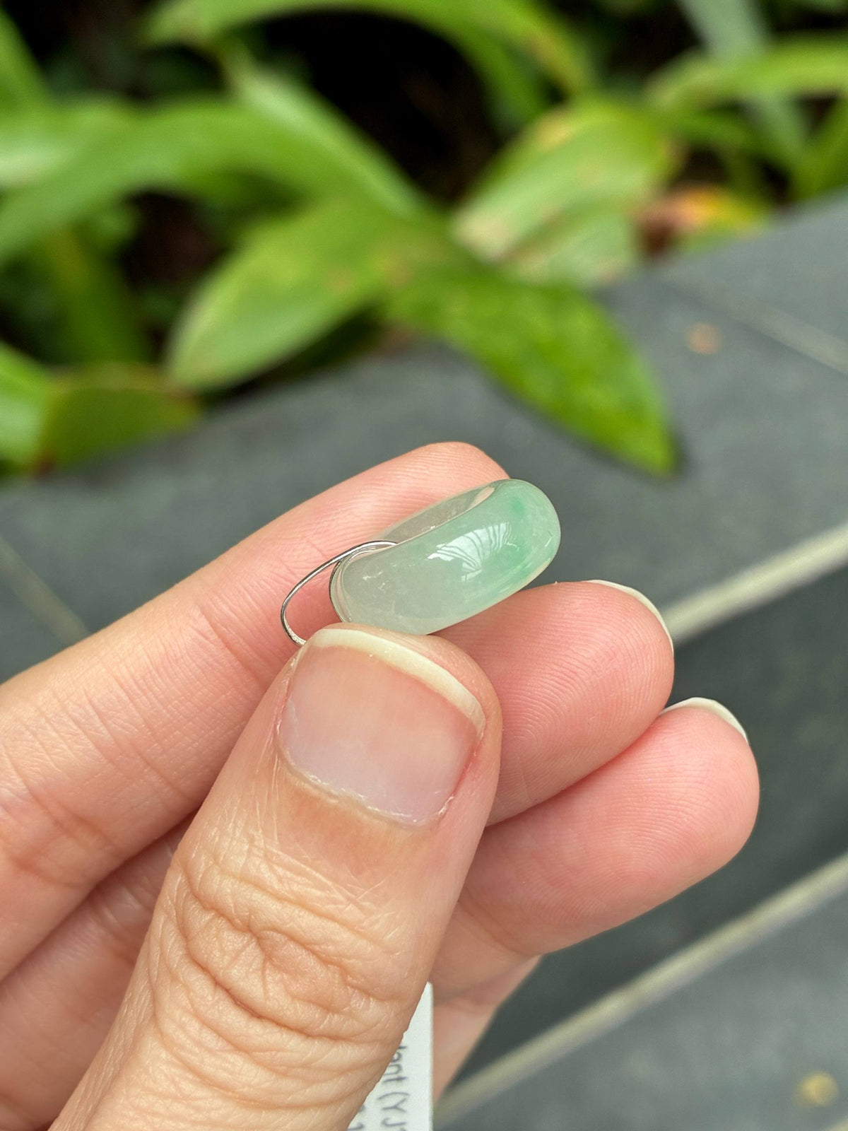 18K Icy Faint Green Small Bagel Pendant